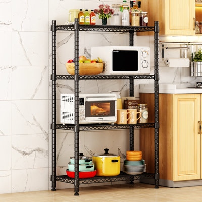 4 Tier Shelving Unit,Heavy-Duty Height Adjustable Storage Rack 1000 LBS Capacity with Adjustable Feet ,Metal Storage Shelves Wire Shelf for Kitchen Garage Laundry ,13.77"D x 35.43"W x 54.33"H
