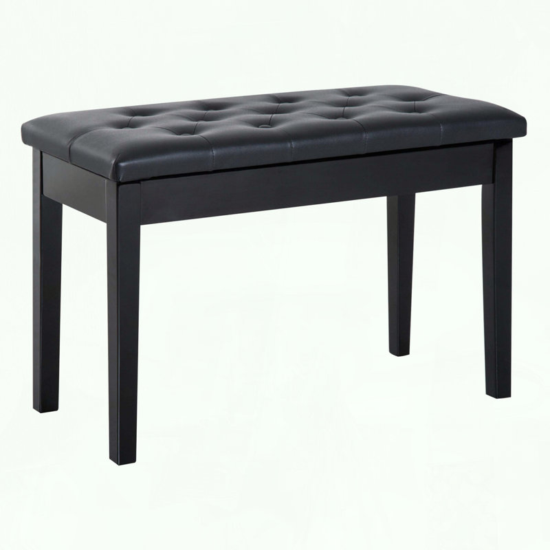 Banc de piano avec coussin rembourré en similicuir et capitonnage à boutons