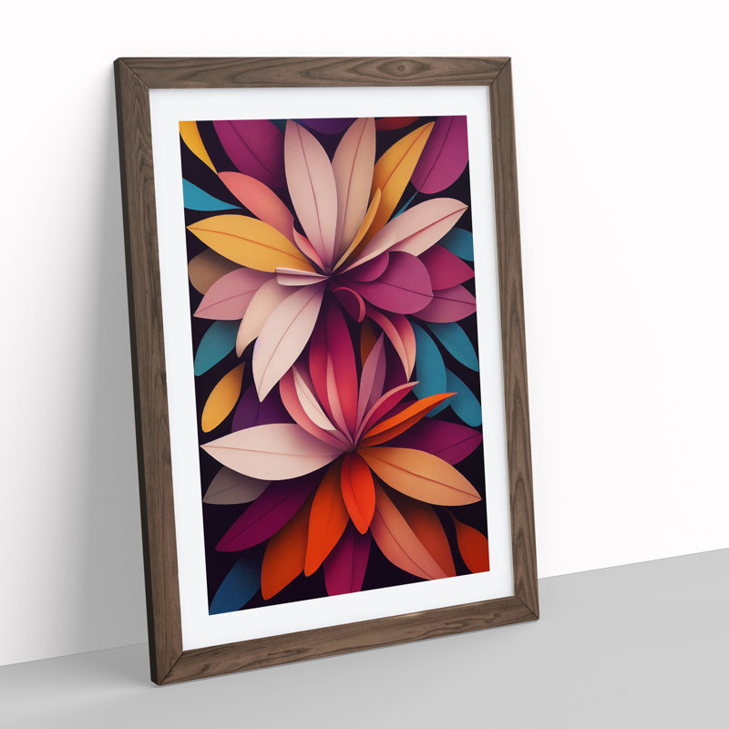 Enchanting Flowers - Wall Art, 34cm H x 25cm W x 2cm D, Walnut Framed
