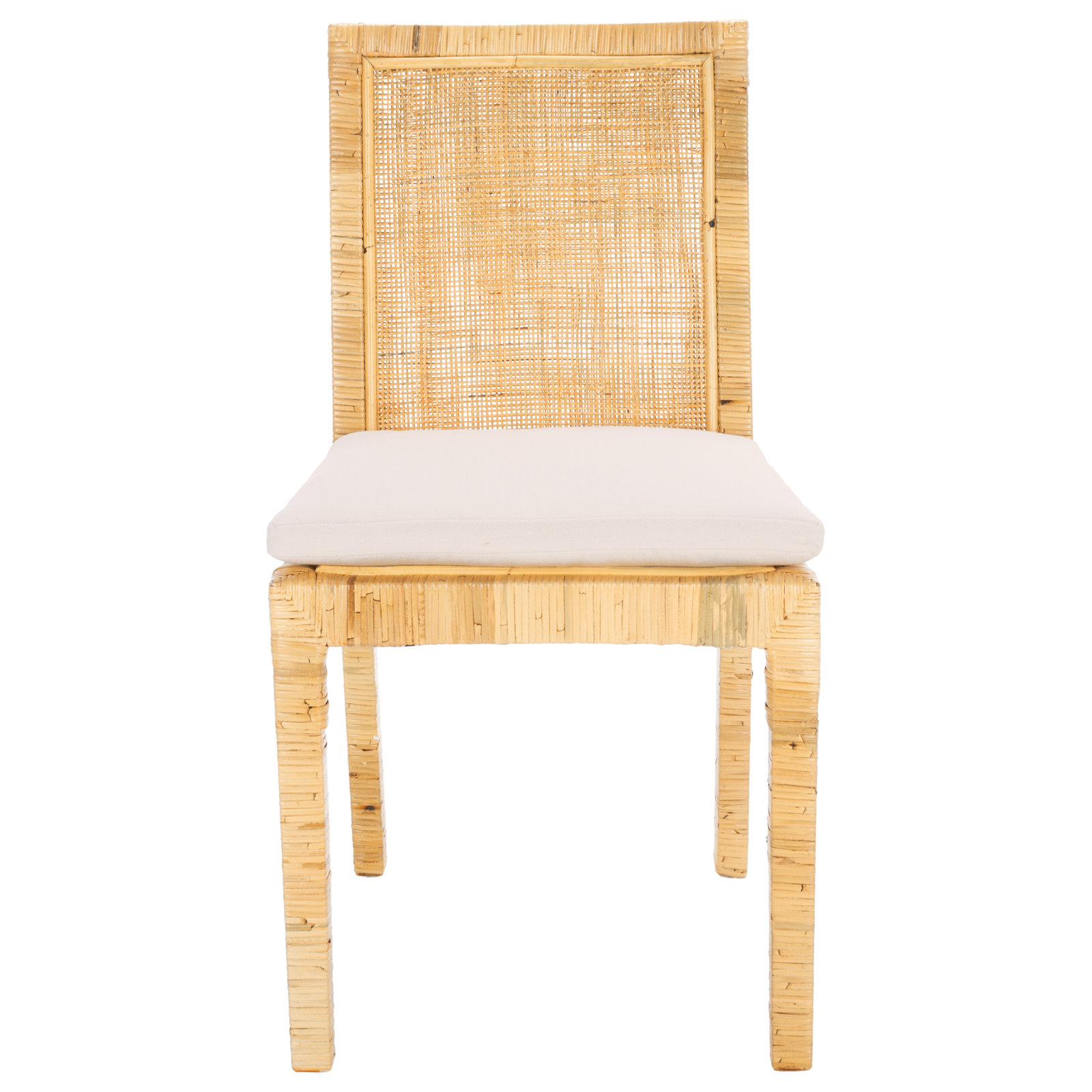 Elaina Linen Mango Side Chair, White, Natural