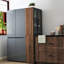 Armoire de rangement H 70,87 po, étagère de rangement coulissante multi-fonctions à 4 niveaux et 2 portes en verre, grande bibliothèque moderne en bois pour le bureau à domicile-1011049015