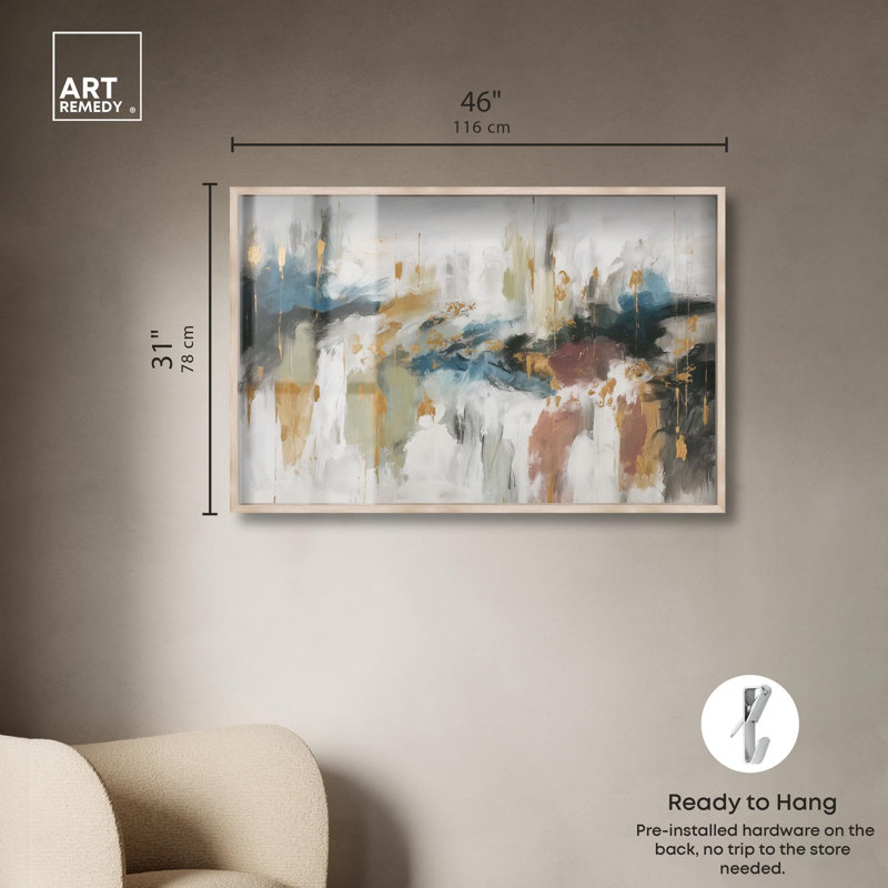 «Downmour of Gold Boho Decor Shadowbox» par Art Remedy, H 31 po x l 46 po, Crème, crème