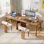 Bureau rectangulaire en bois massif noyer clair-2068864893