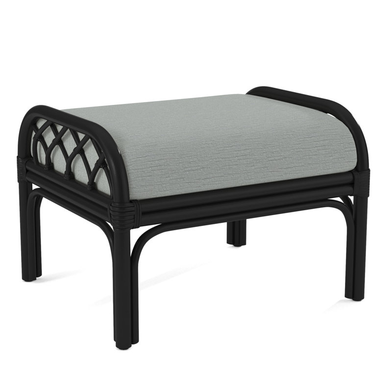 Edgewater Ottoman, Black, White Performance Fabric; 0851-94