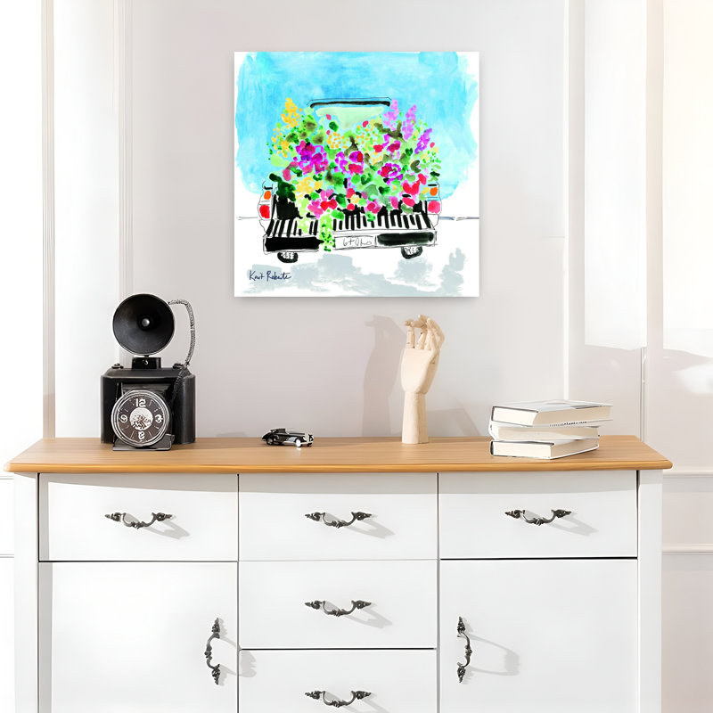 Art floral contemporain abstrait, H 18 po x l 18 po