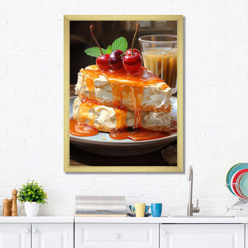 Husina " Orange Cheesecake Luxury ", 32" H x 24" W x 1" D, Gold Picture Framed
