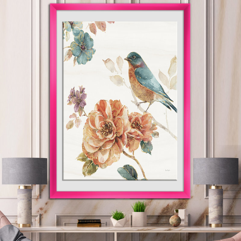 « artisanat of orange fleur », reproduction d’art sur toile, H 20 po x l 12 po x P 1po, Encadré rose