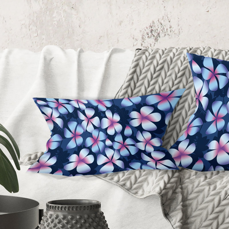 Fleurs de frangipanier rétro - Coussin décoratif imprimé Mid-Century