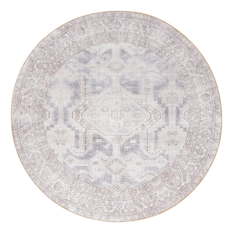 Chenille Geometric Indoor Rug, Round 7'7"