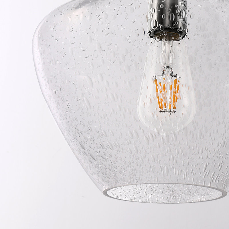 Silver Bubble Glass Pear-Shaped 1-Light Pendant