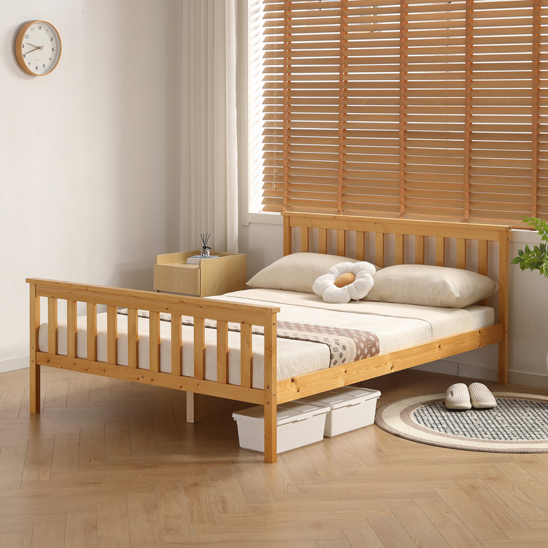 Shane Solid Wood Bed, Caramel, Double (4'6)