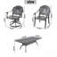 Ensemble de salle à manger 9 pièces en aluminium coulé résistant aux intempéries, comprenant 2 chaises pivotantes, 6 chaises et une table rectangulaire avec cadre noir