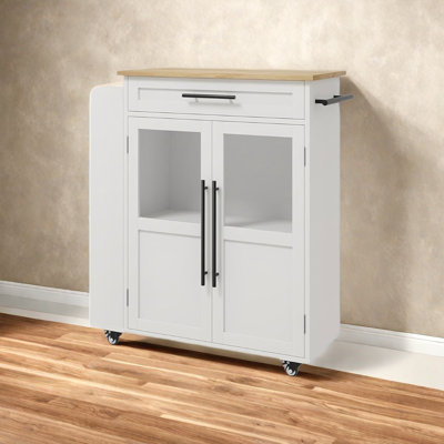 Rolling Wooden Kitchen Island With Drawer, Kitchen Cart With Storage Cabinet