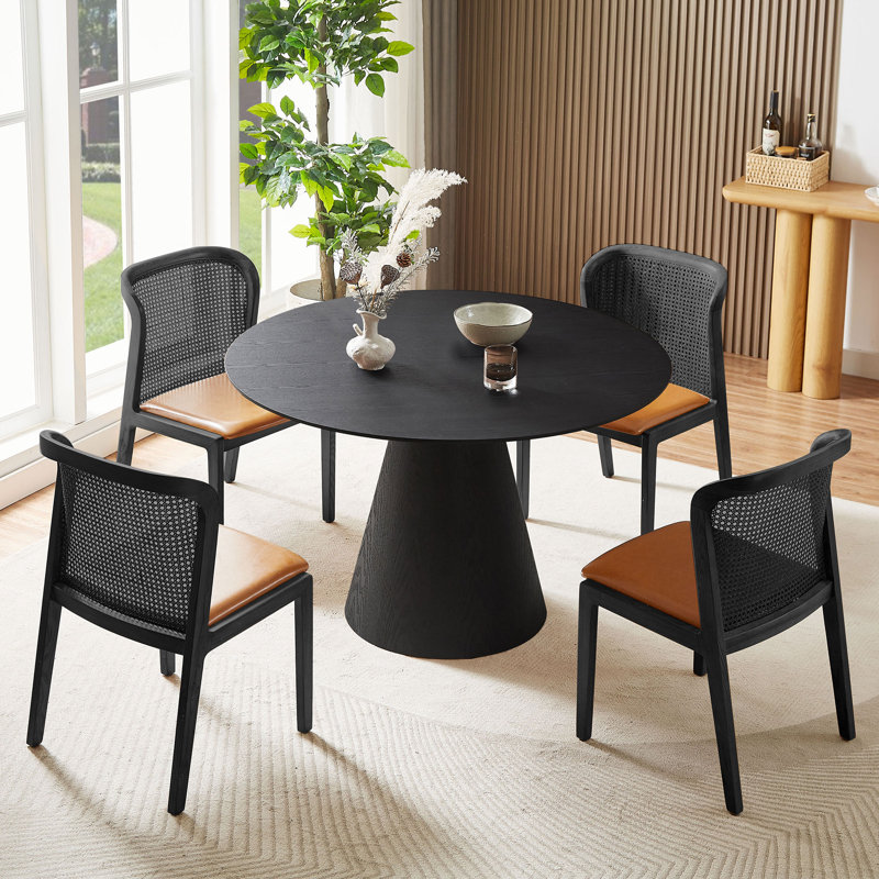 Korentin Round Unfinished Dining Table, Black