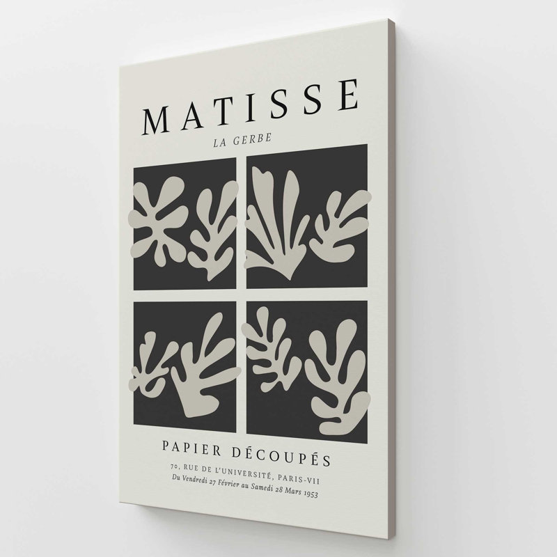 Matisse's La Gerbe Quartet en noir, H 60 po x l 40 po x P 1,25 po, Toile tendue