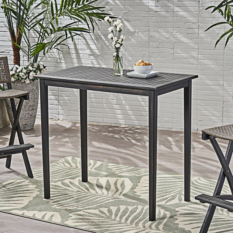 Table de bar d'extérieur rectangulaire en bois, 41.02" H x 45.02" W x 26.02" D, Gris foncé