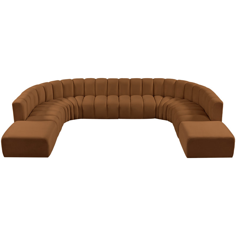 Hurlburt Upholstered Curved Sectional with Ottoman Reversible, Saddle Velvet