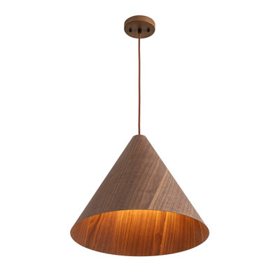 1-Light Modern Rustic Cone-Shaped Wood Grain Pendant