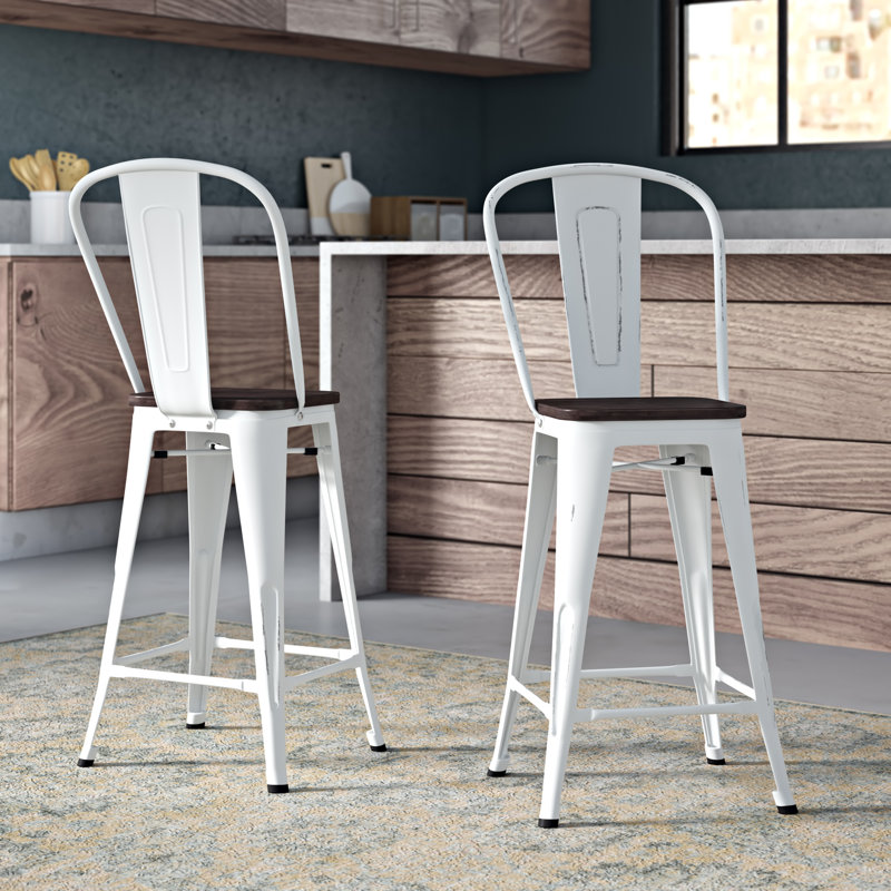 Modern Rustic Pewter Elm 24" Counter Stool with 250 lb Weight Capacity, Rustic Pewter, Counter Stool (24" Seat Height)