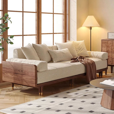 Loveseat Beige Cotton and Linen Sleeper sofa