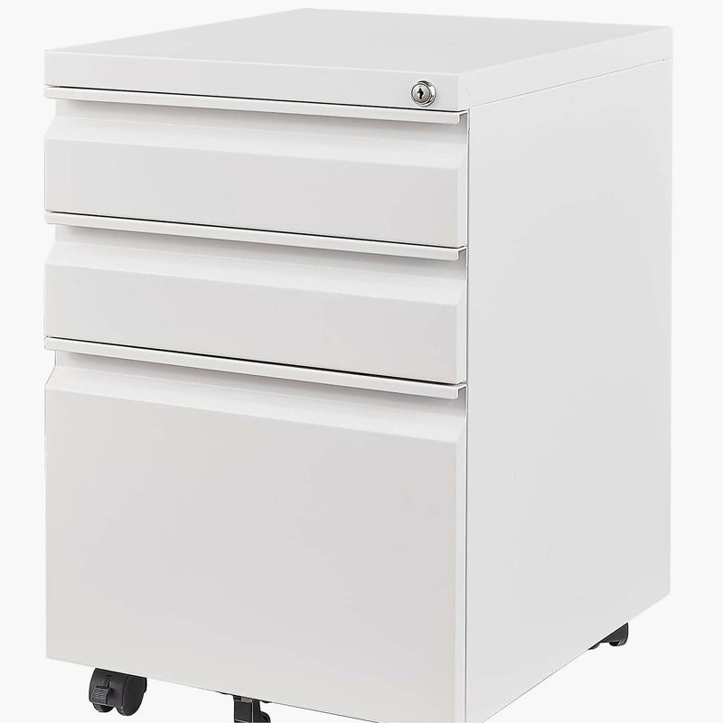 3 Drawer Mobile File Cabinet with Lock, Metal Filing Cabinets