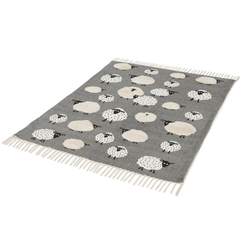 Mysha Sheep Childrens Area Rug, Rectangle 75 x 150cm