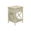 Table de chambre à coucher à 2 niveaux avec placage blanc antique et tablette de rangement