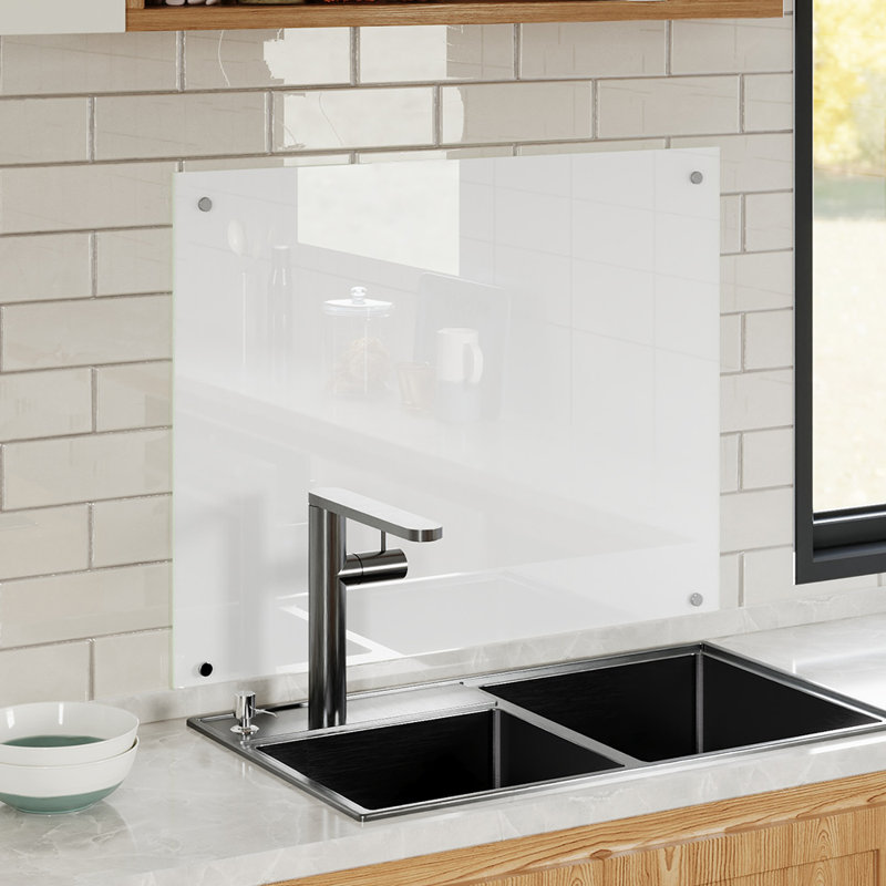 Pre-Drilled Tempered Glass Splashback for Cookers, Transparent