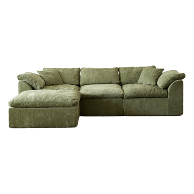 Canapé modulaire en forme de L de 109 po avec siège à dossier profond en forme de L avec repose-pieds mobile de 109 po et canapé compressible surdimensionné pour le salon