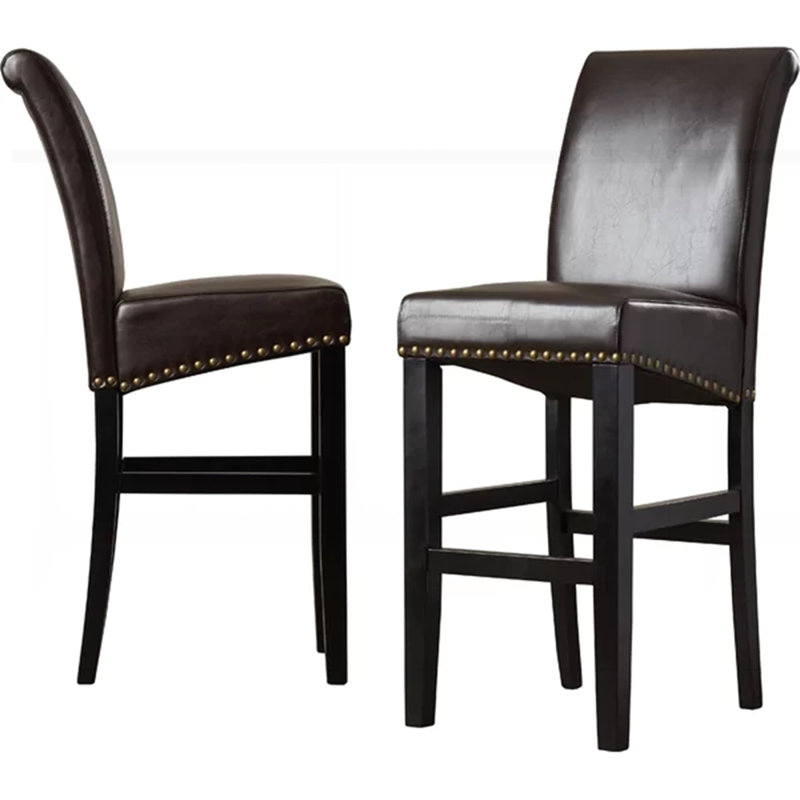 Upholstered Counter Stool with Solid Wood Frame