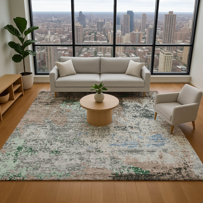Premium Machine Washable Mayfield AMF1911 Abstract Rug, Rectangle 5' x 7'6"