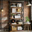 Bibliothèque élégante et spacieuse en métal et en bois avec accents en X, parfaite pour le rangement à la maison ou au bureau et pour améliorer l'esthétique.