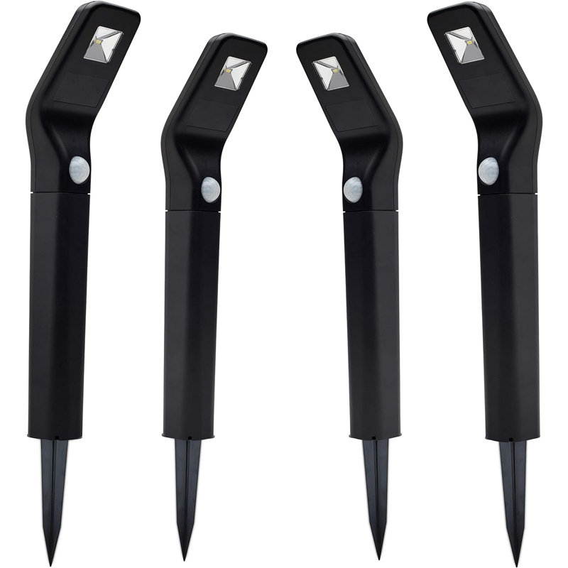 Black Solar LED Pathway Lights with Motion Sensor, 4-Pack