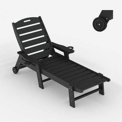 Chaise longue d'extérieur en PEHD avec roulettes, chaises longues de piscine surdimensionnées en PEHD à 5 positions, chaises longues de piscine