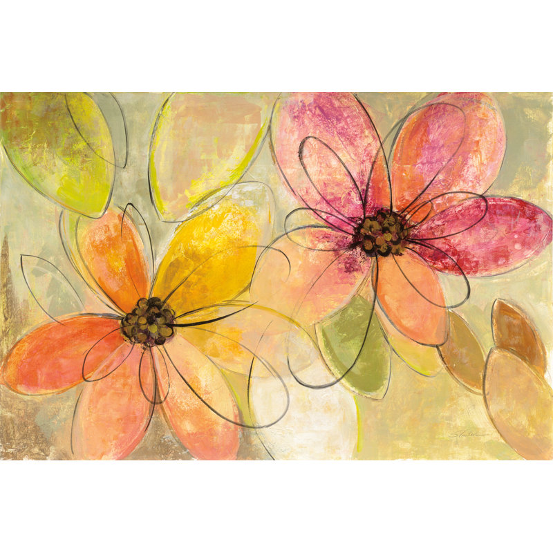 Neon Floral by Silvia Vassileva - Wrapped Canvas Art Prints, 30cm H x 46cm W x 3.8cm D