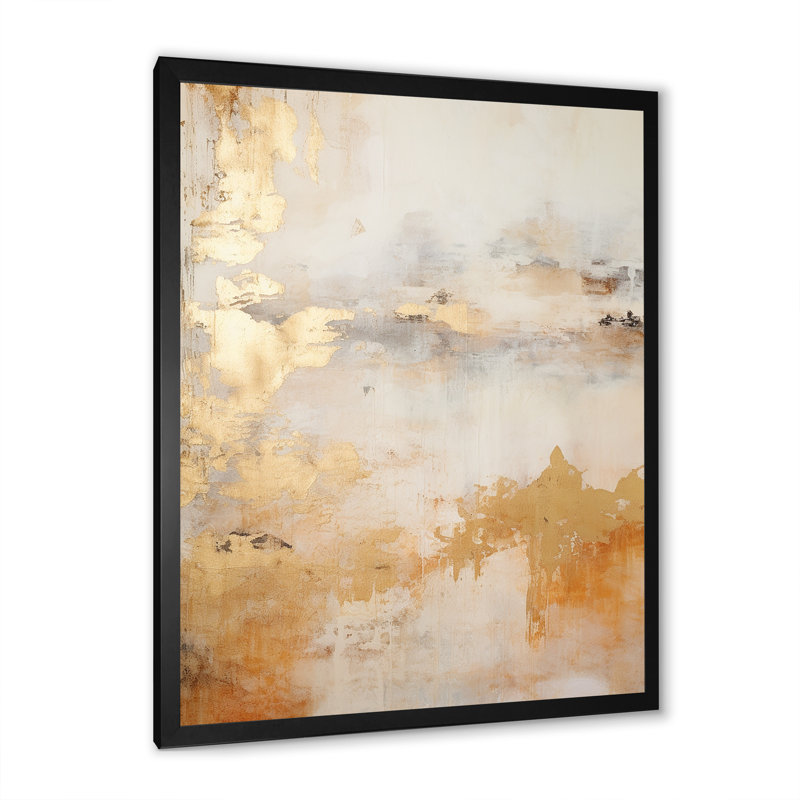 «Gold and White Marble River III», reproduction sur toile, Cadre simple noir, H 32 po x l 24 po x P 1 po