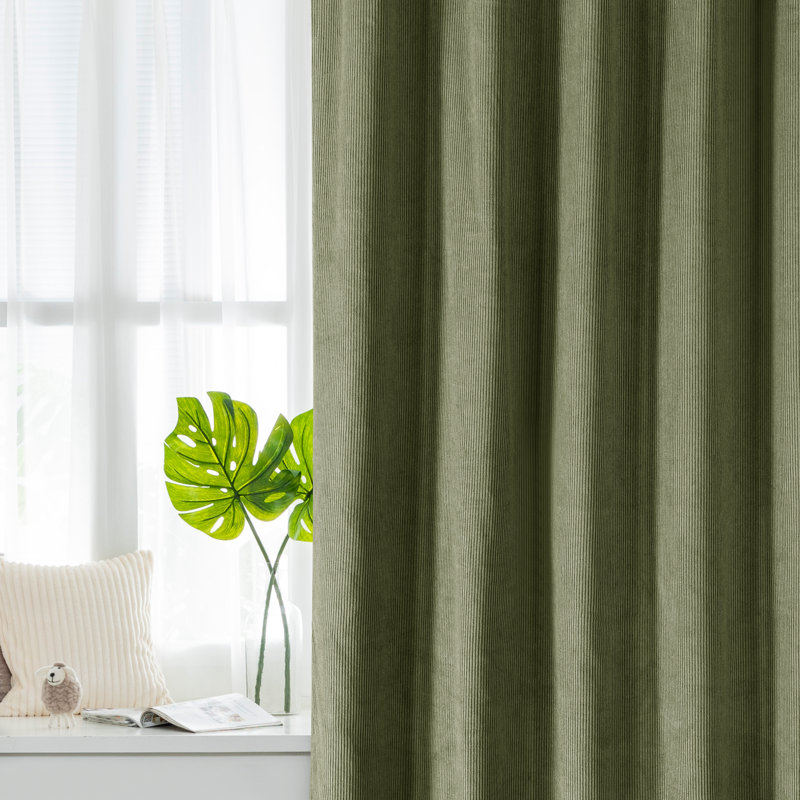 Cotton Room Darkening Curtains / Drapes Pair, 52" W x 84" L, Olive