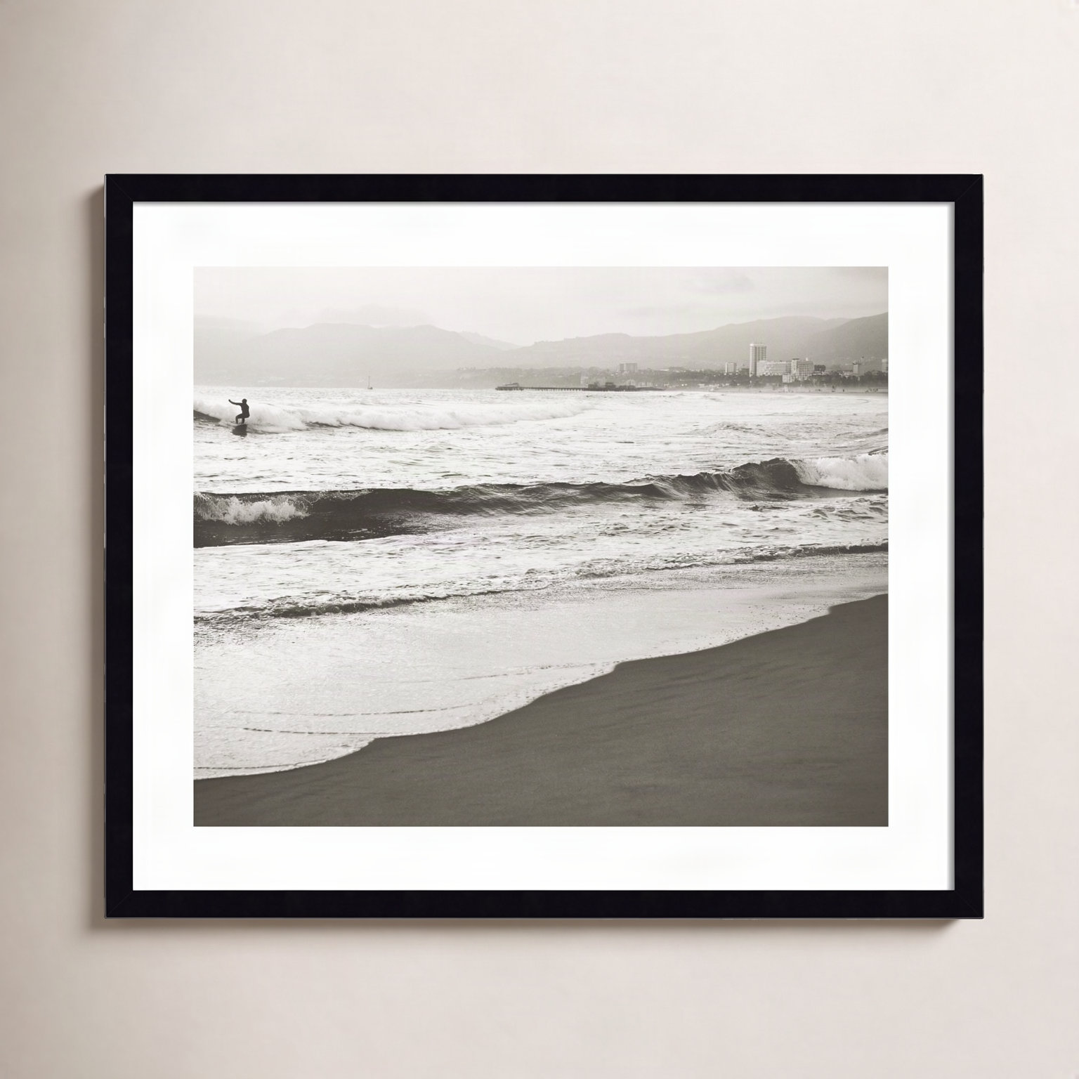 Fig "BW Surfer No. 1" Photo Print, 21" H x 25" W, Black Framed