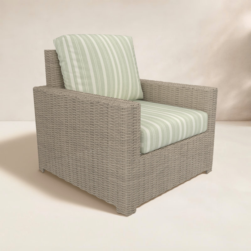 Chaise d'extérieur Henri avec coussins Sunbrella, Sauge tranquille