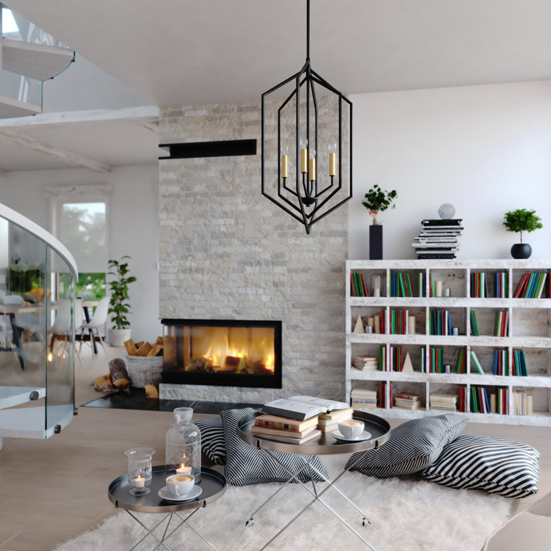 Luminaire suspendu géométrique cage 4 lumières Chula