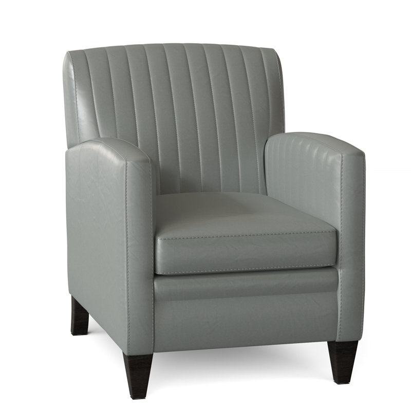 Barnabus Leather Club Chair, Aline Fumo Genuine Leather, Cobblestone