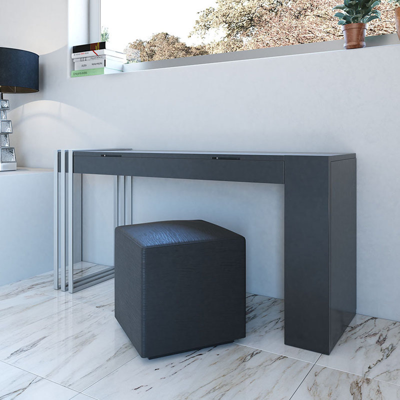 Ensemble coiffeuse avec tabouret et Miroir, Mat