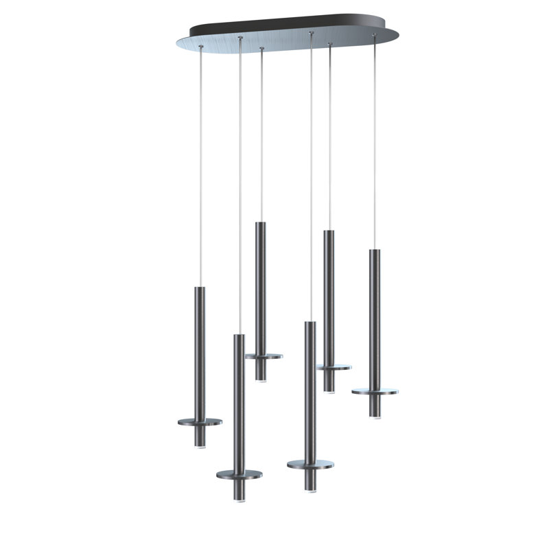 Luminaire suspendu géométrique 6 lumières Zakaryan, Nickel
