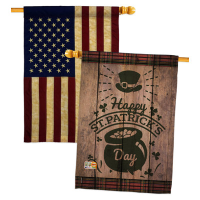 St. Patrick's Day Pot of Gold 2-Sided Polyester 3'3 x 2'3 ft. House Flag -  Ornament Collection, OC-SA-HP-191091-IP-BOAA-D-US17-OC