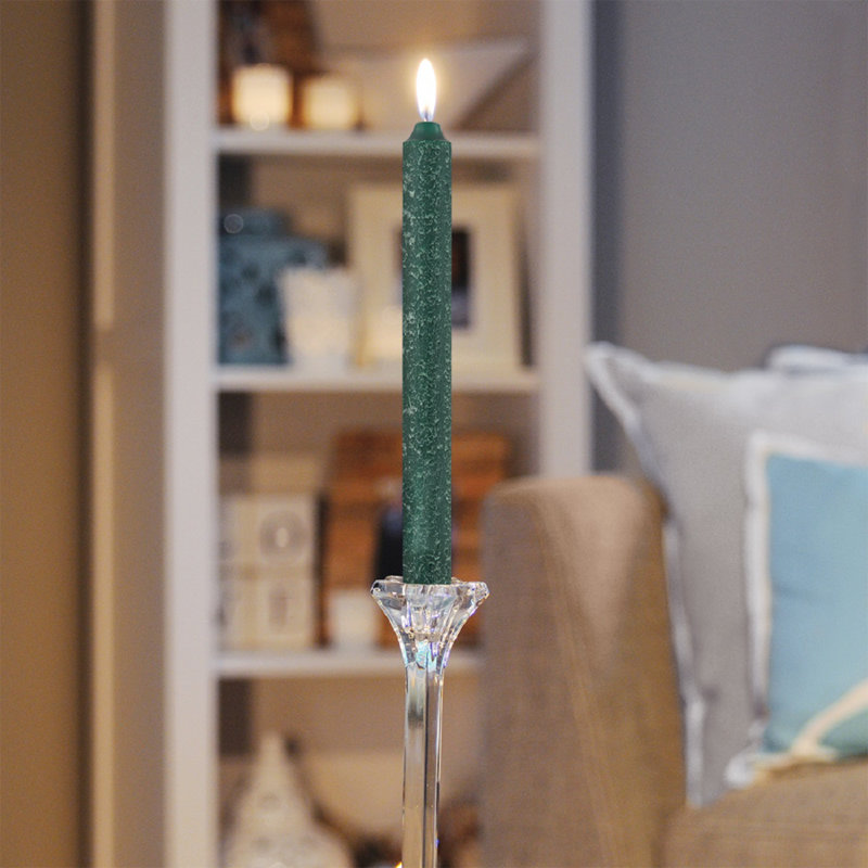Timberline Arista Dinner Unscented Taper Candle, Dark Green, 12" H x 0.88" W x 0.88" D