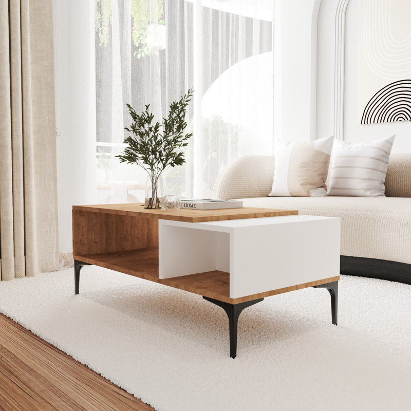 Elberfeld Coffee Table with Storage, White/Brown