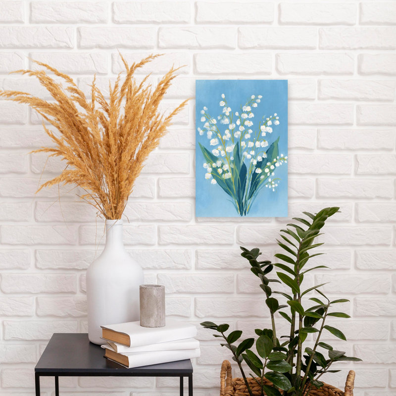 Florals On Blue VI, 18" H x 12" W