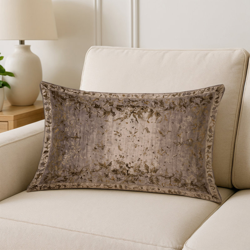 Coussin décoratif intérieur et extérieur Modern, Rectangle H 20 po x l 14 po, Gris floral 99