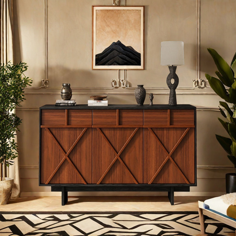 Armoire d'appoint rétro de style français, Brun / noir