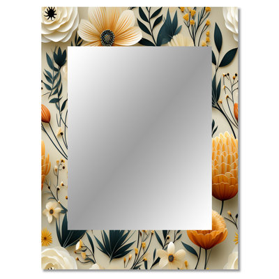 Ellerslie Botanical Nomad Boho Pattern - boho  Decorative Mirror, Floral, Nature Large Wall Mirror, Printed Metal Art